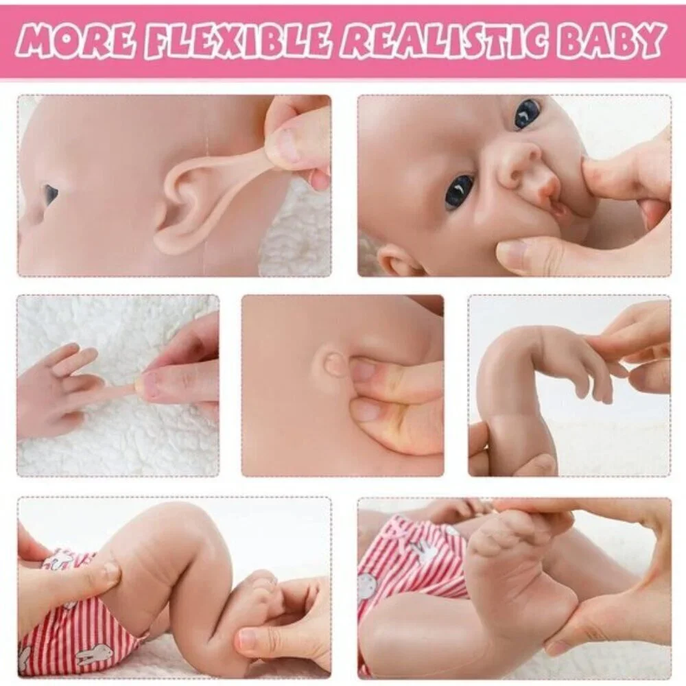 Silicone Baby Dolls Full Body Girl 19 inch Red White Reborn Baby Dolls
